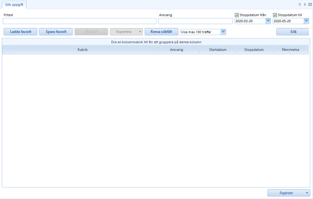 Searchtask overview
